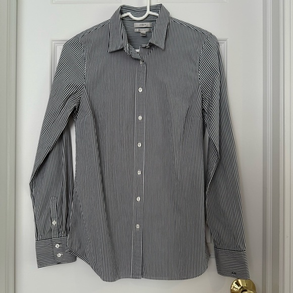 J. Crew Stretch Perfect Button Down Stripe Shirt Size TM - Picture 2 of 9
